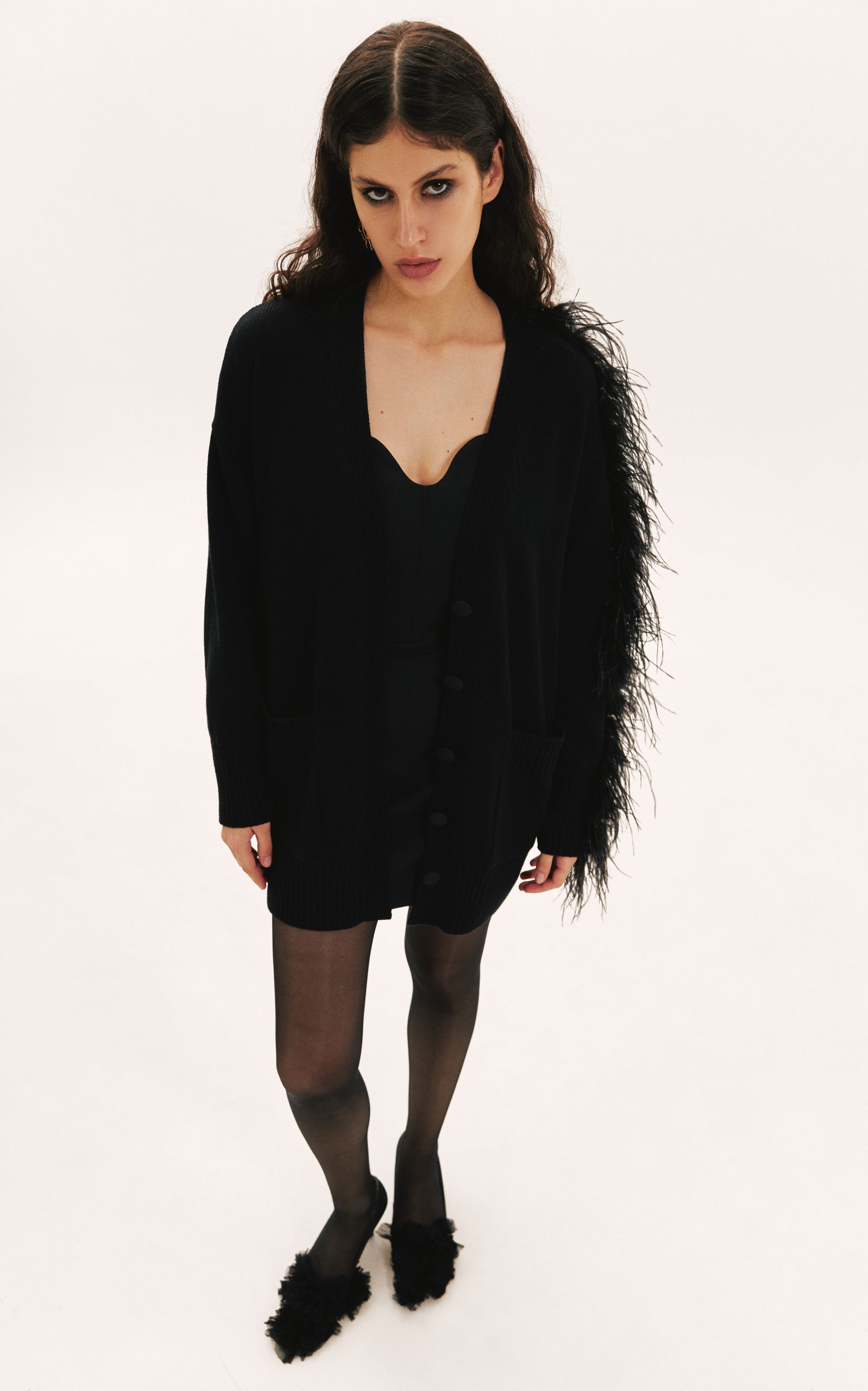 Antonia cardigan with feathers